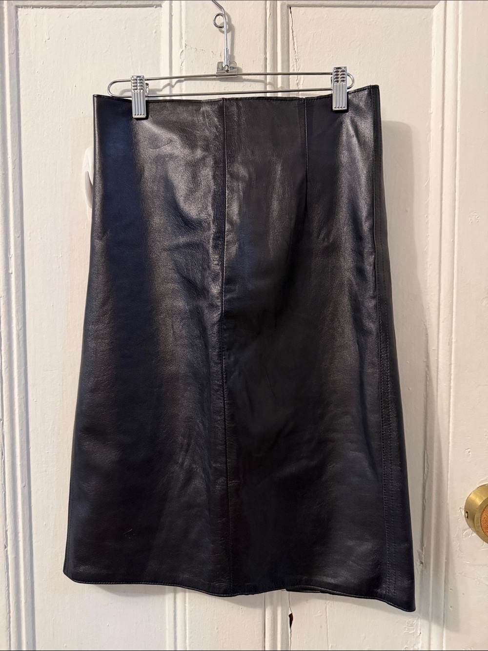 Vintage Black 100% Leather A-Line Skirt